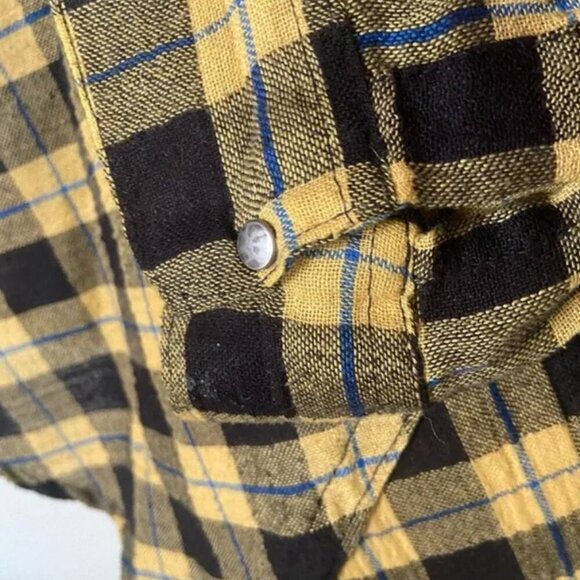 Free People Gauzy Plaid Lace-Up Button Down Shirt Size Large - Picture 8 of 12